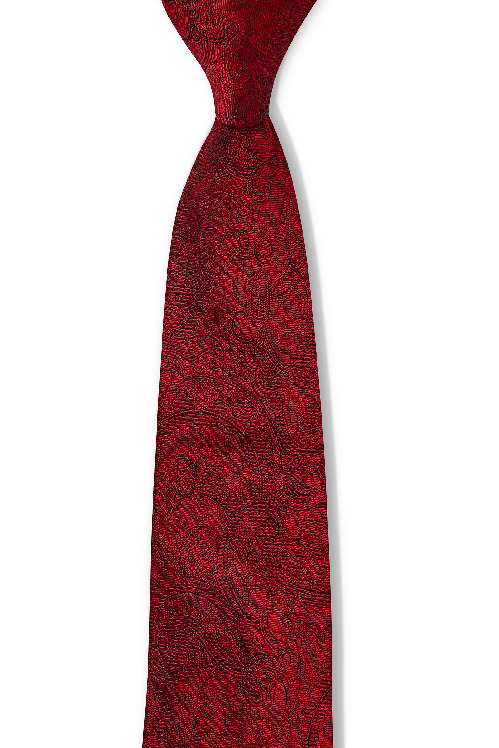 TONAL PAISLEY 7.5CM TIE - Bordeaux