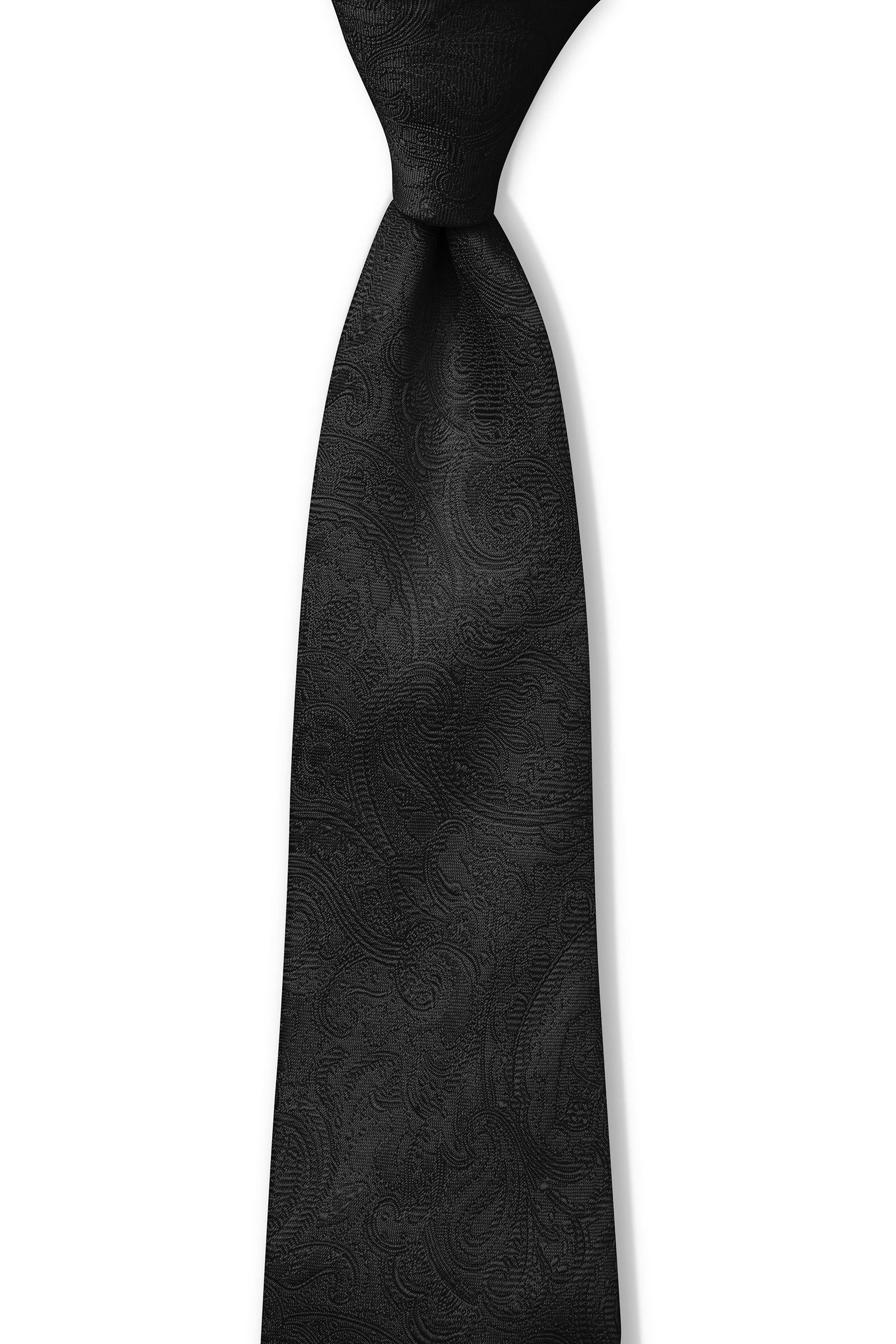 TONAL PAISLEY 7.5CM TIE - Black