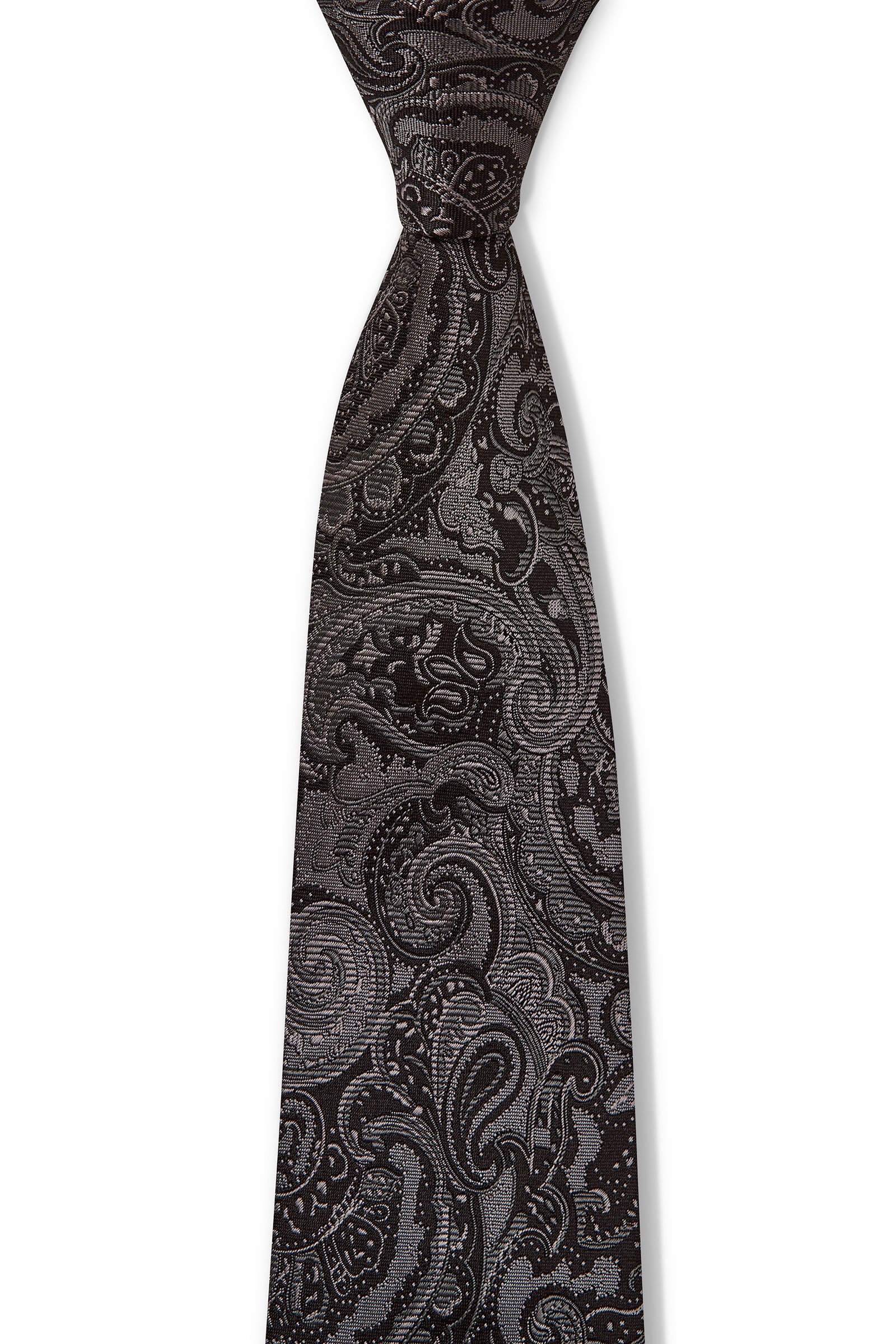 TONAL PAISLEY 7.5CM TIE - Charcoal