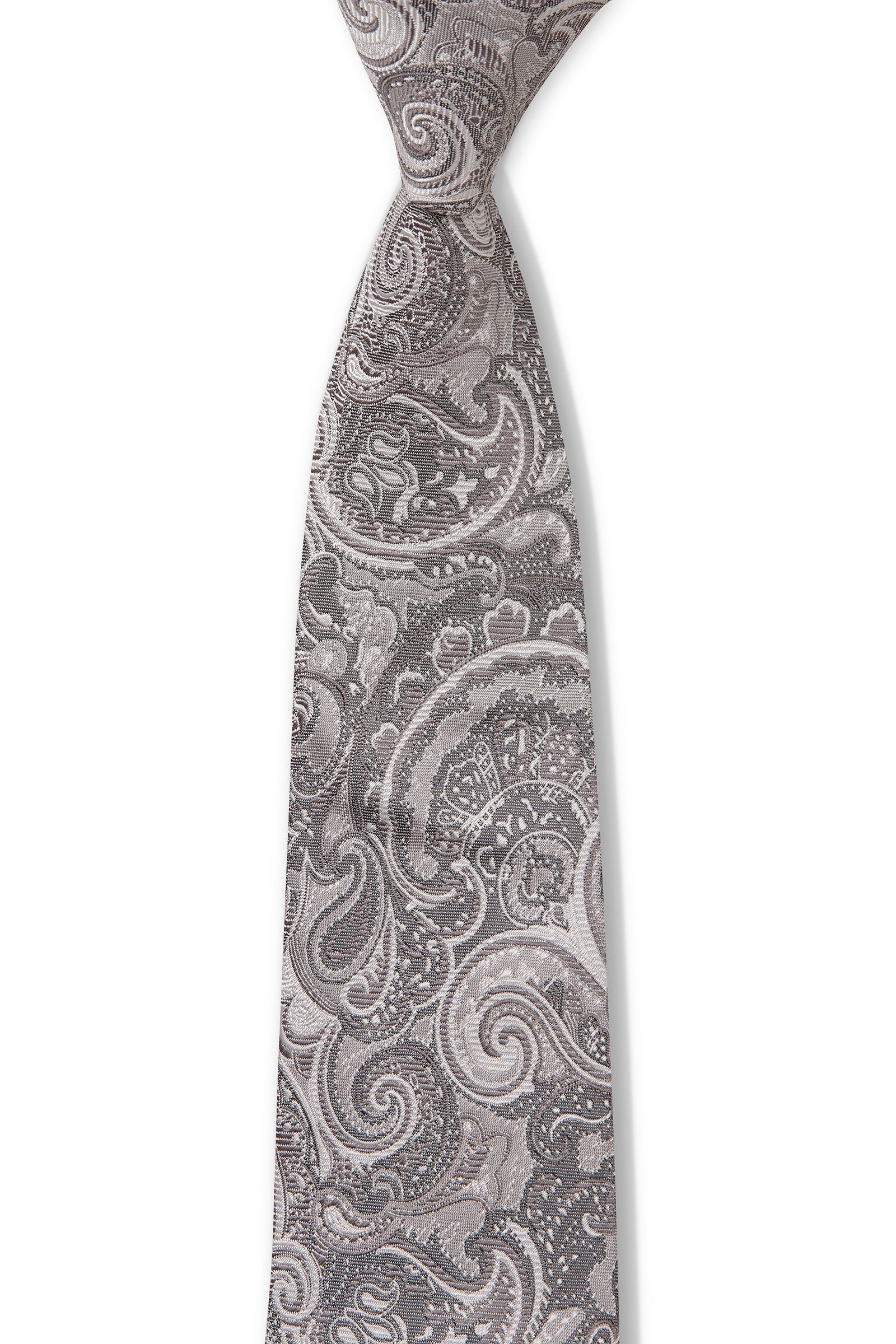 TONAL PAISLEY 7.5CM TIE - Silver