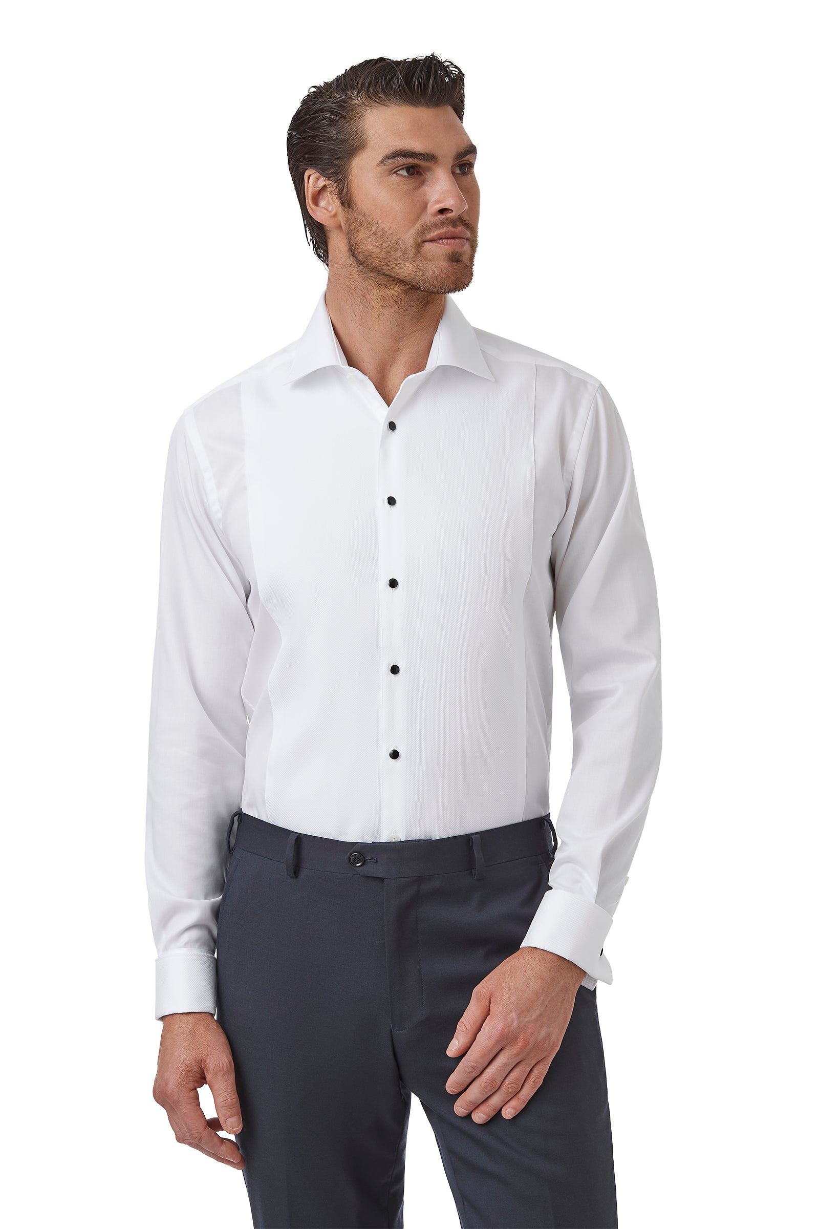 ESSEX SHIRT FGW014 Black Stud Shirt - White